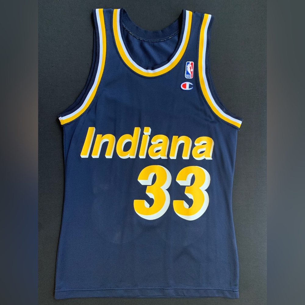 Rare Vintage Champion Antonio Davis Indiana Pacers #33 Blue NBA Jersey 36 Small - Picture 6 of 6